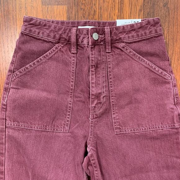 NEW Pacsun 90s BF Carpenter Jeans Burgundy Women's Size 26 - Picture 3 of 8